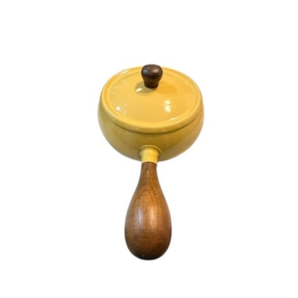 Vintage Gail Craft Yellow Enamel Fondue Pot MCM Japan